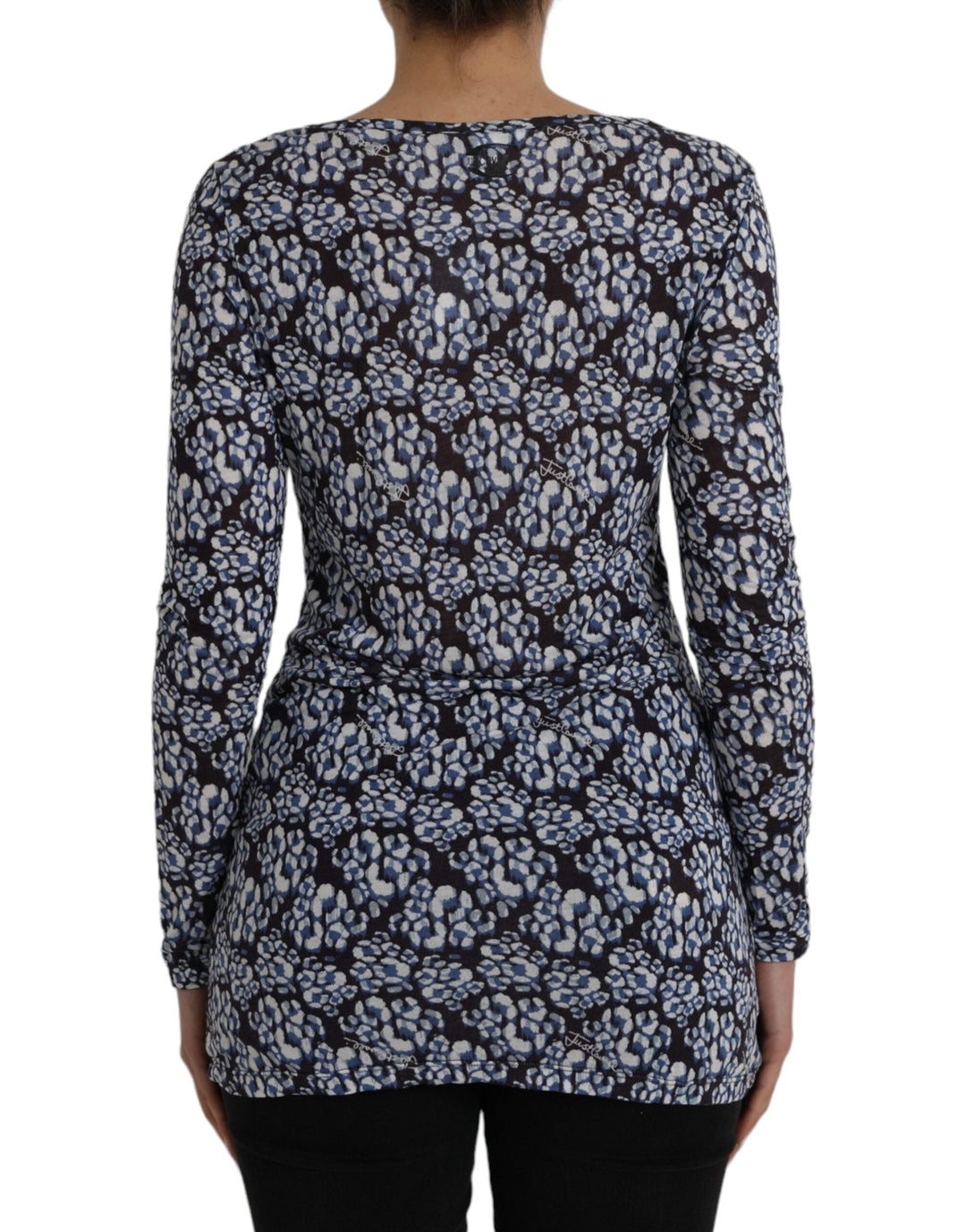 Just Cavalli - Blue Floral Lace Long Sleeves Top Underwear Blouse