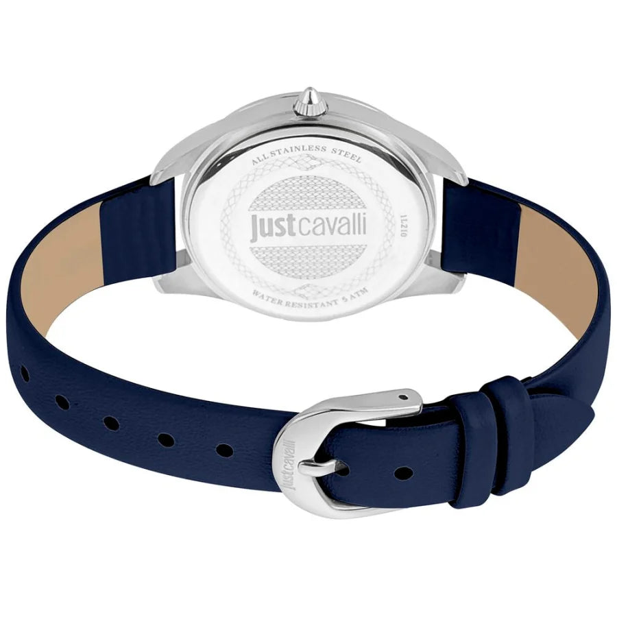 Just Cavalli Blue Leather Dress Watch
