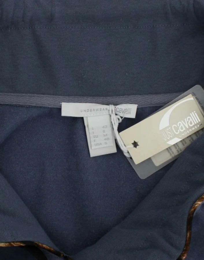 Cavalli Blue velvet cotton sweater