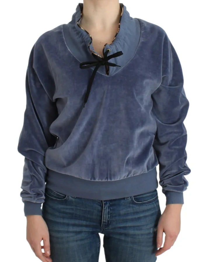 Cavalli Blue velvet cotton sweater
