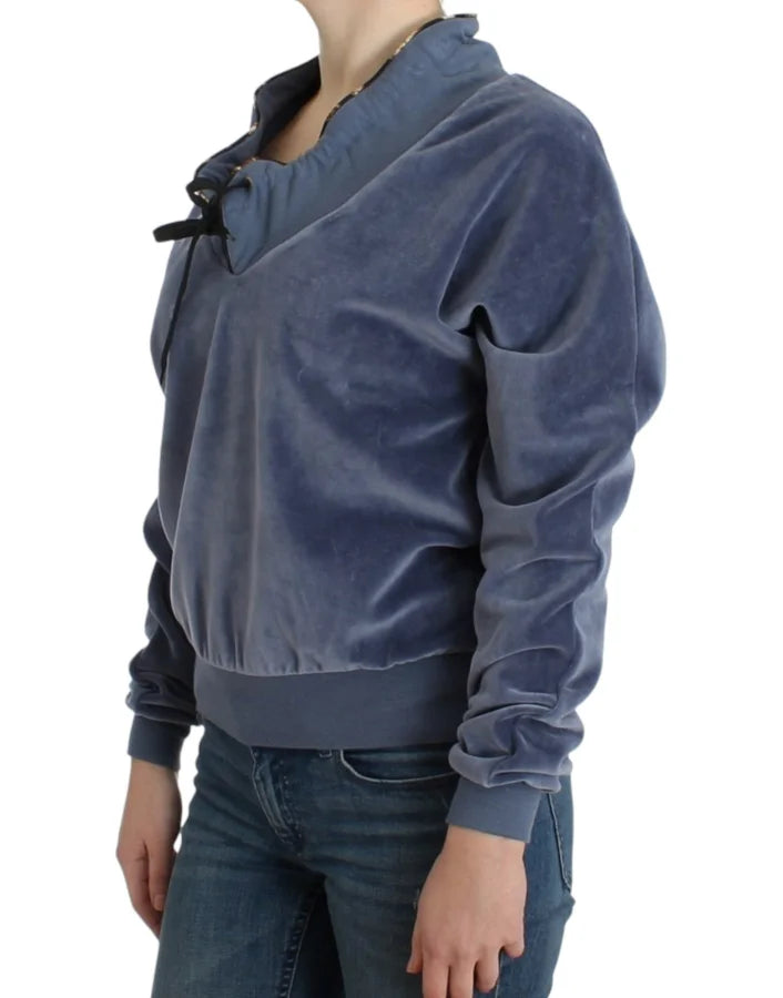 Cavalli Blue velvet cotton sweater