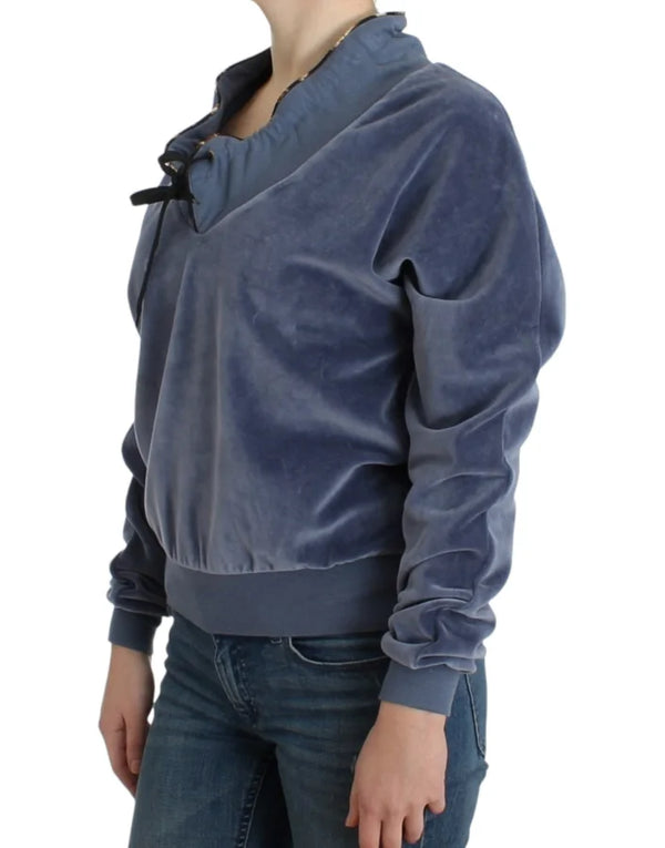 Cavalli Blue velvet cotton sweater