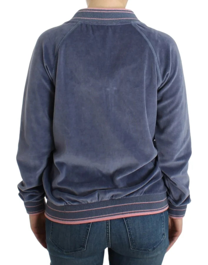 Cavalli Blue velvet zipup sweater
