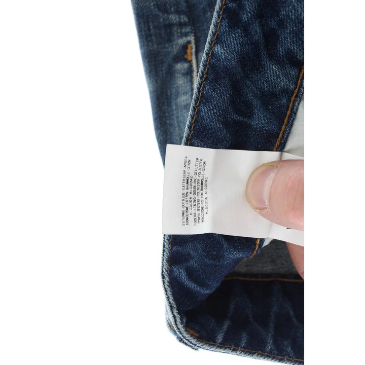 Cavalli Blue Wash Torn Cotton Straight Fit Jeans