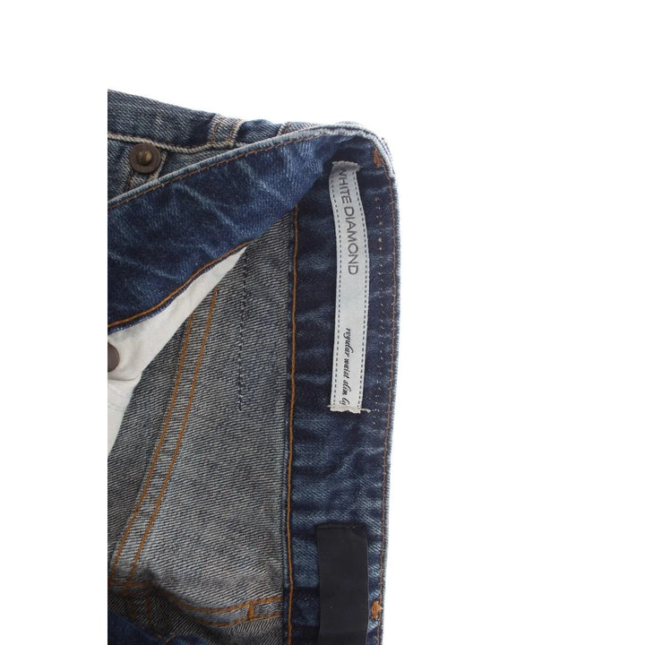 Cavalli Blue Wash Torn Cotton Straight Fit Jeans