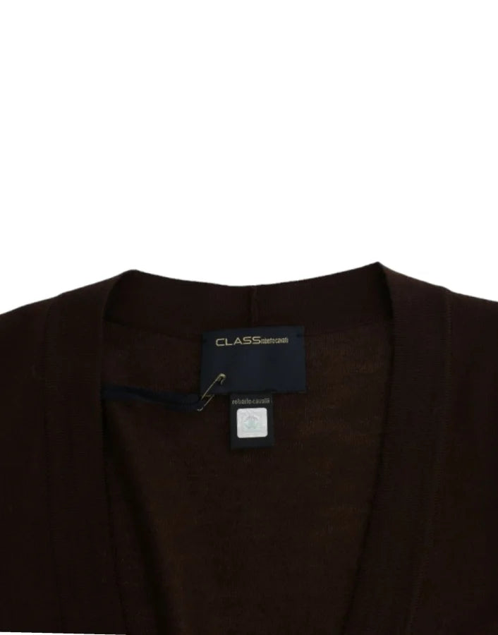 Cavalli Brown cropped wool cardigan