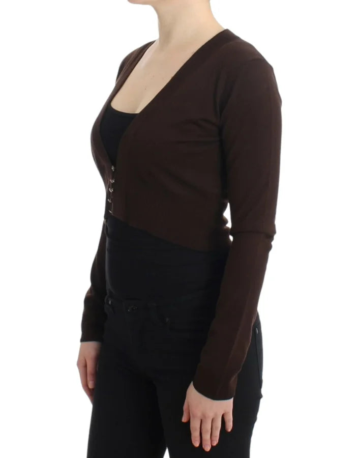 Cavalli Brown cropped wool cardigan