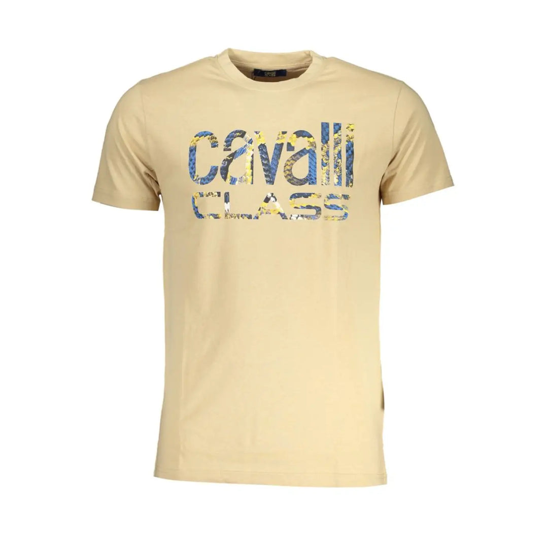 Cavalli Class Beige Cotton Men T-shirt