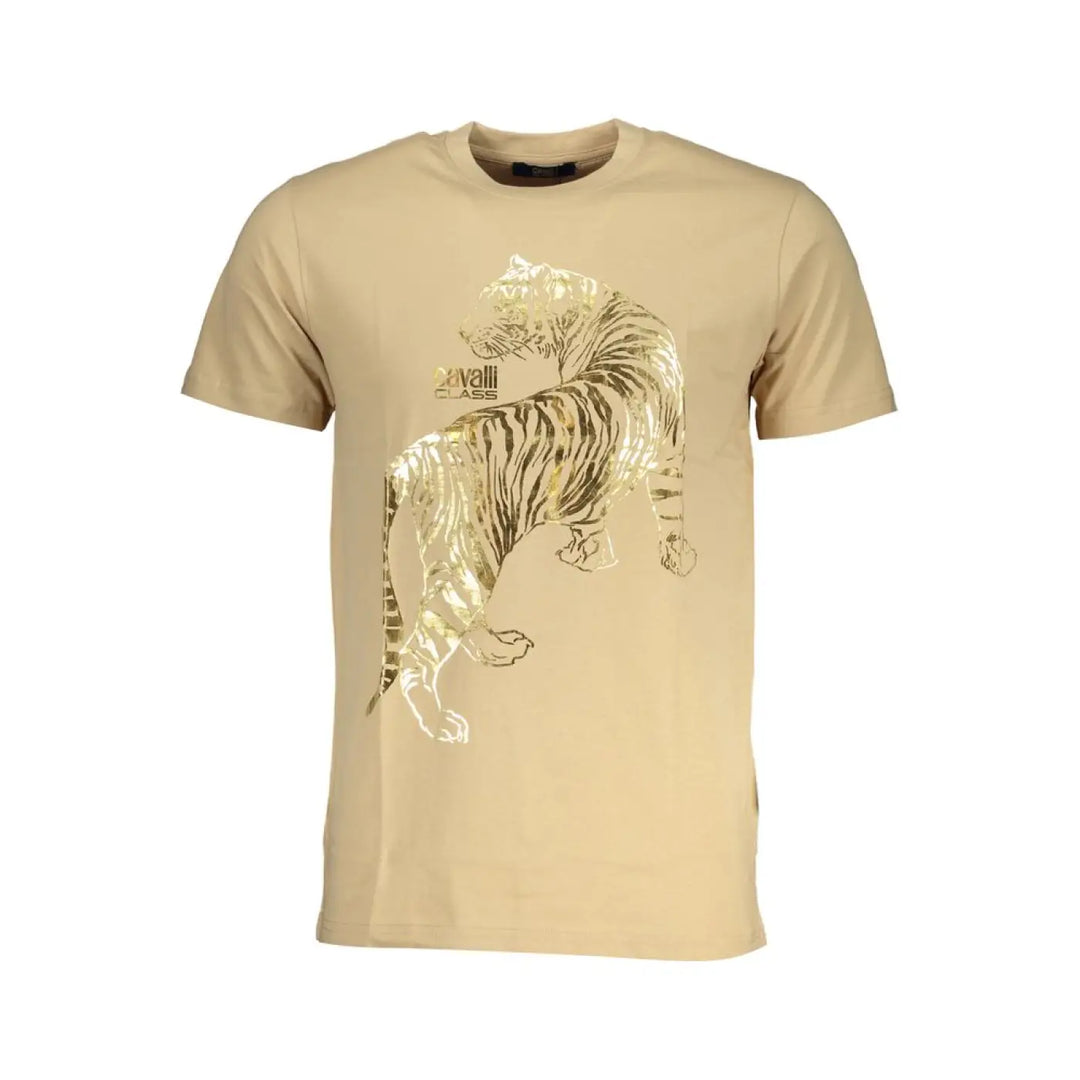 Cavalli Class Beige Cotton Men T-shirt