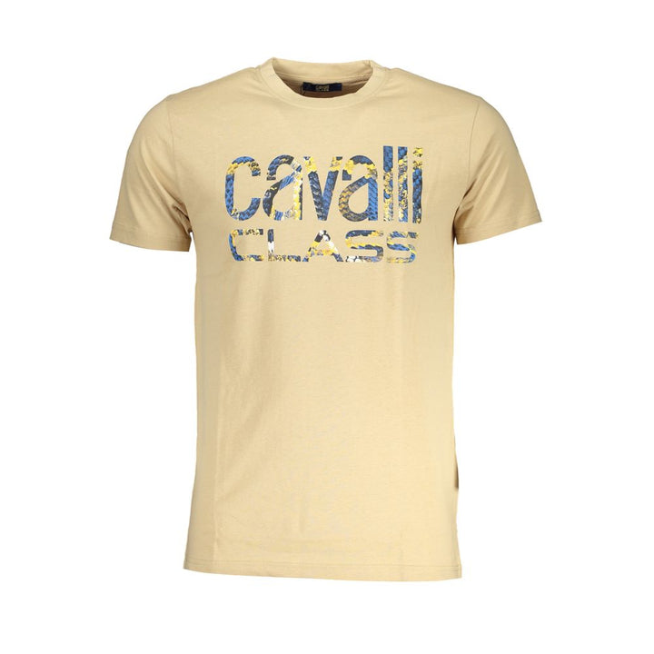 Cavalli Class Beige Cotton Men T-shirt