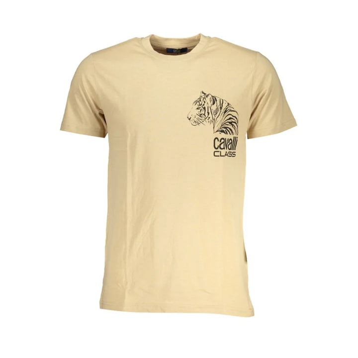 Cavalli Class Beige Cotton Men T-Shirt