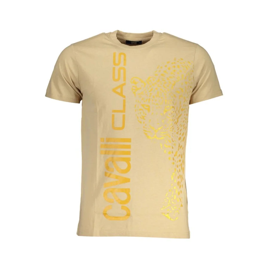 Cavalli Class Beige Cotton Men T-Shirt