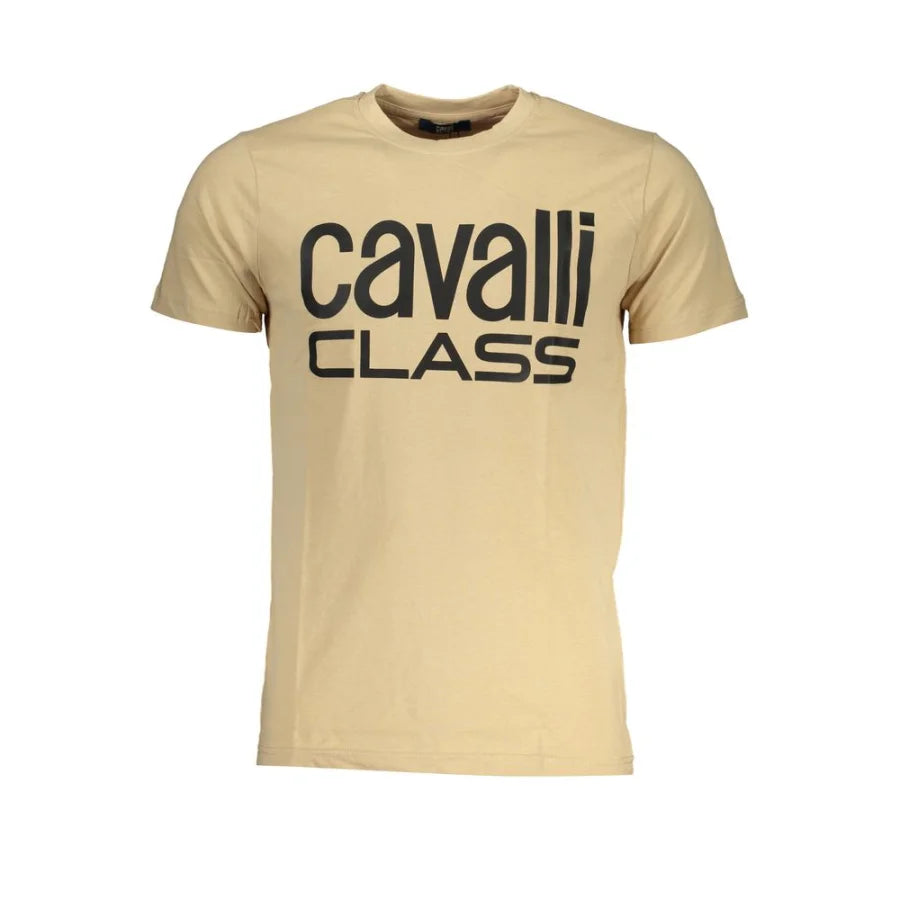 Cavalli Class Beige Cotton Mens T-Shirt