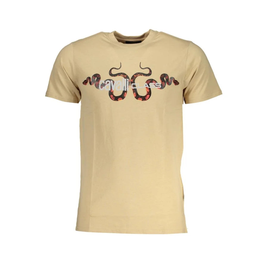 Cavalli Class Beige Cotton Men’s T-Shirt