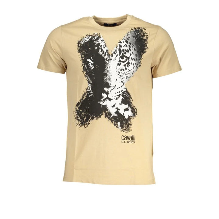 Cavalli Class Beige Cotton Men’s T-Shirt