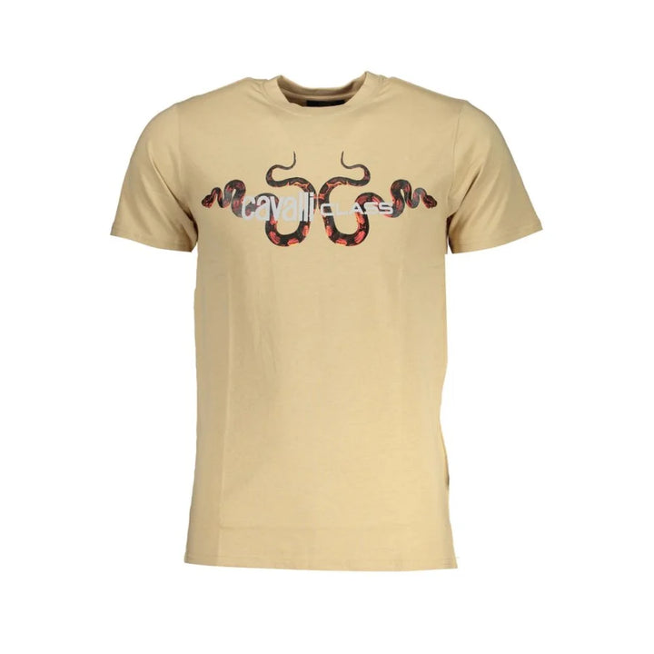 Cavalli Class Beige Cotton Men’s T-Shirt