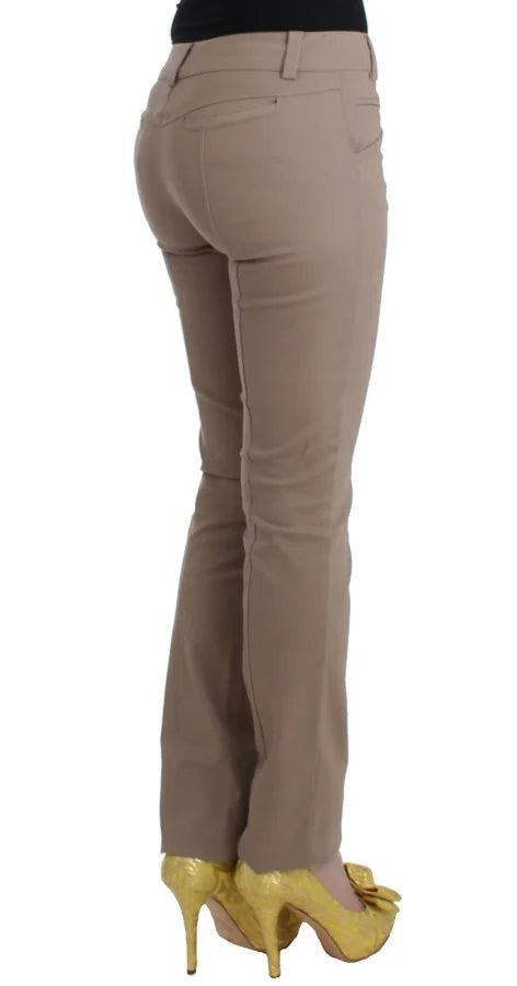Cavalli Class Beige Dress Skinny Slim Straight Chinos Pants