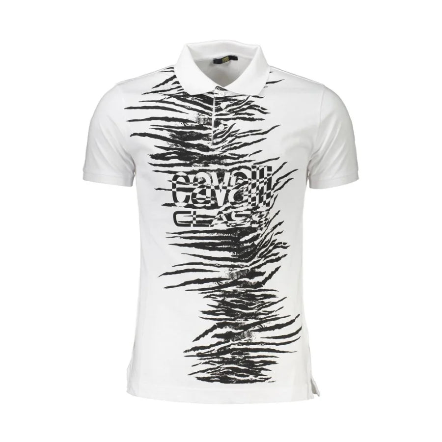 Cavalli Class Bianco Cotton Men Polo Shirt