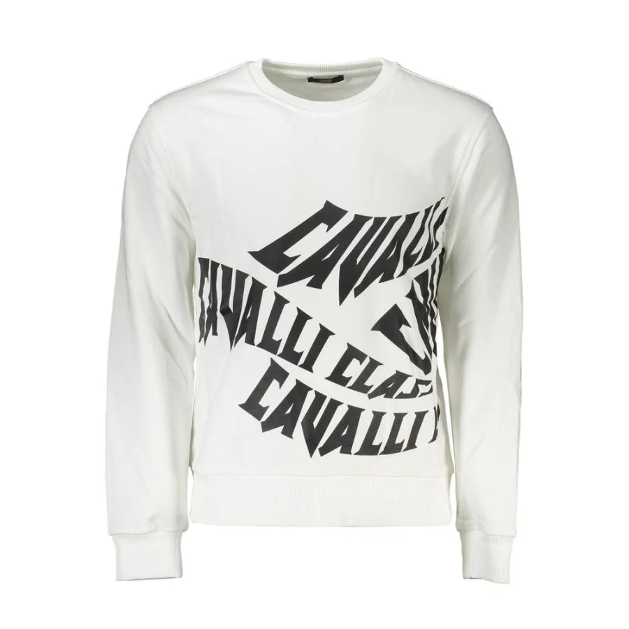 Cavalli Class Bianco Cotton Men Sweatshirt