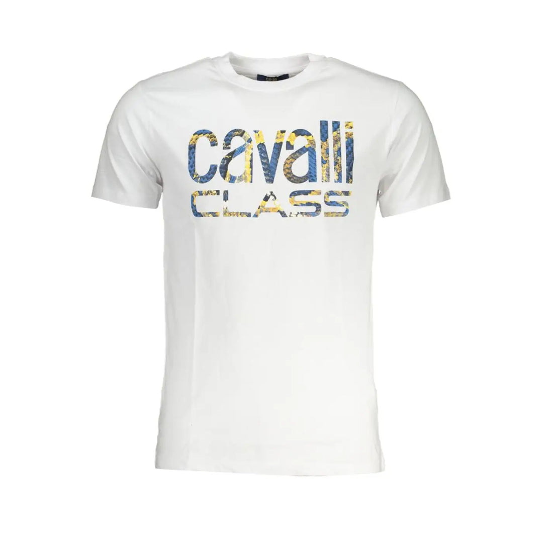 Cavalli Class Bianco Cotton Men T-Shirt
