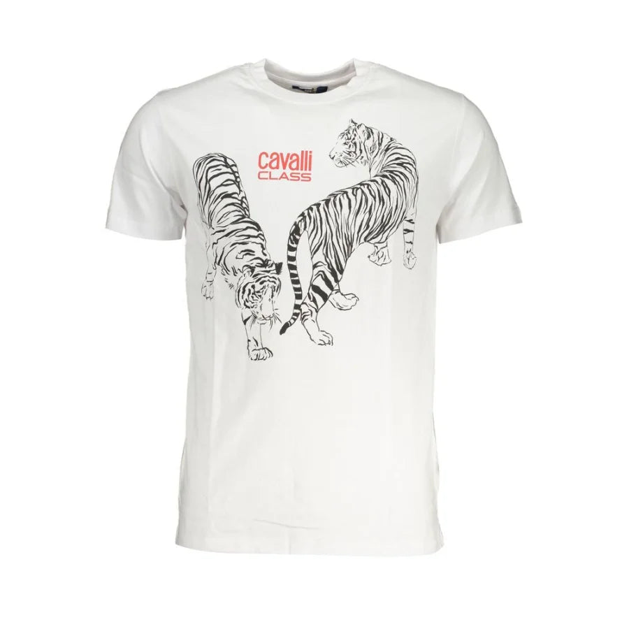 Cavalli Class Bianco Cotton Men T-Shirt