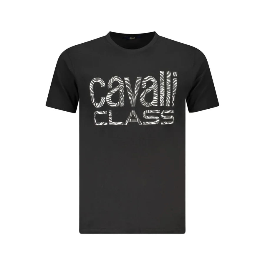 Cavalli Class Black Cotton Men T-Shirt