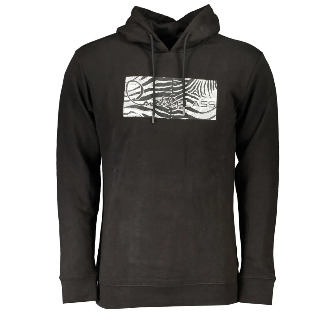 Cavalli Class Black Cotton Men’s Hooded Sweatshirt