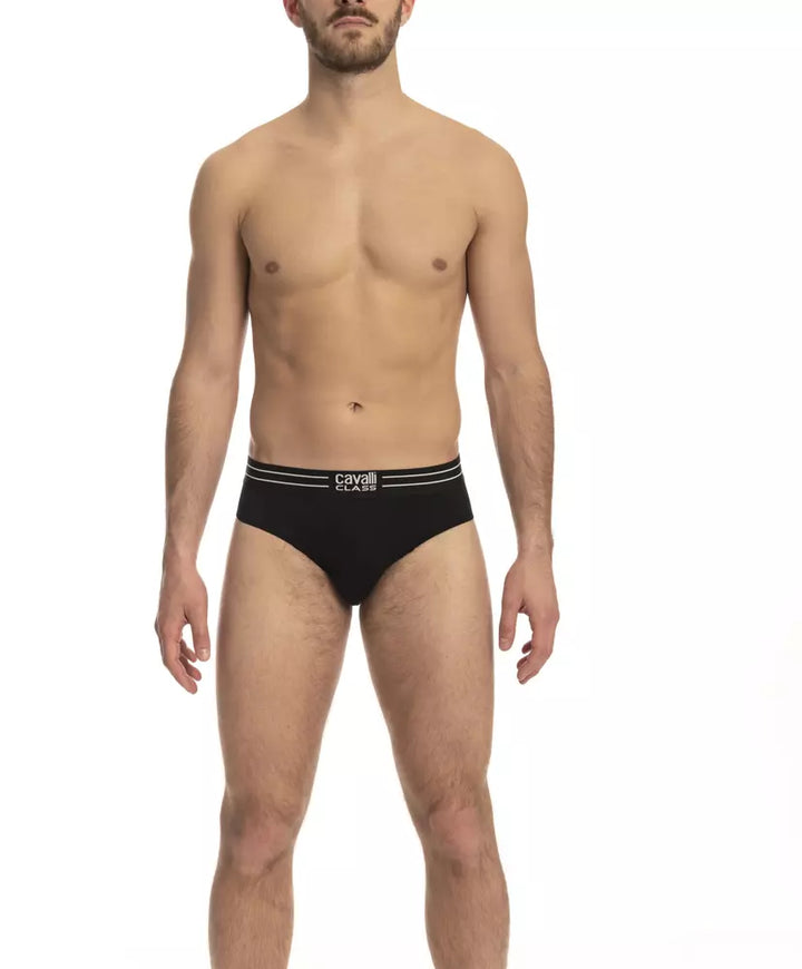 Cavalli Class Black Cotton Men’s Underwear Trio Pack