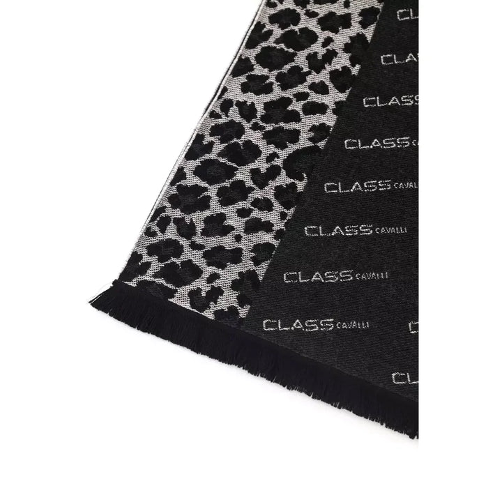 Cavalli Class Black Wool Men Scarf