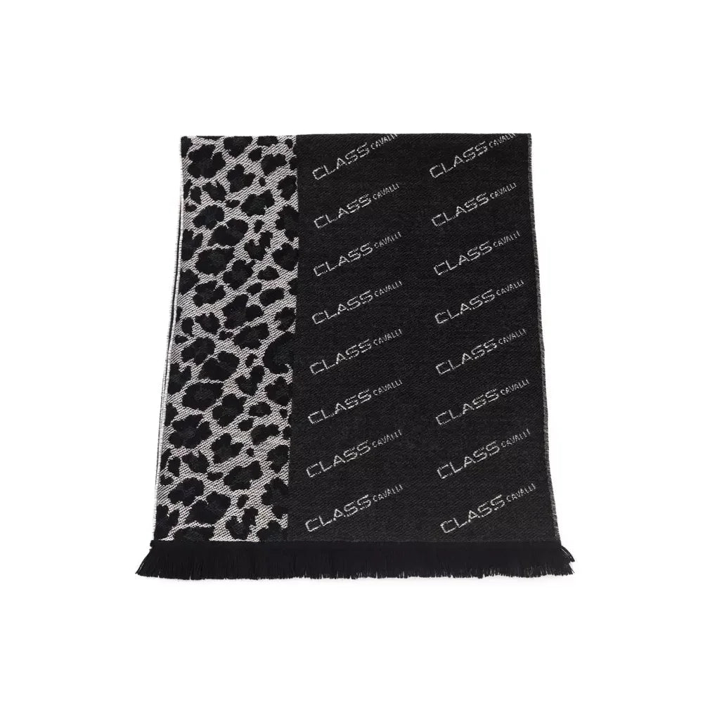 Cavalli Class Black Wool Men Scarf