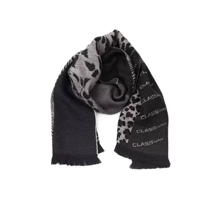 Cavalli Class Black Wool Men Scarf