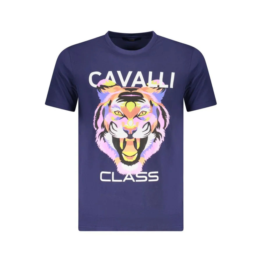 Cavalli Class Blu Cotton Men T-Shirt