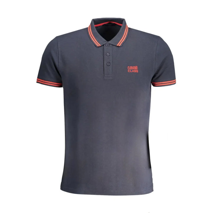 Cavalli Class Blue Cotton Men Polo Shirt
