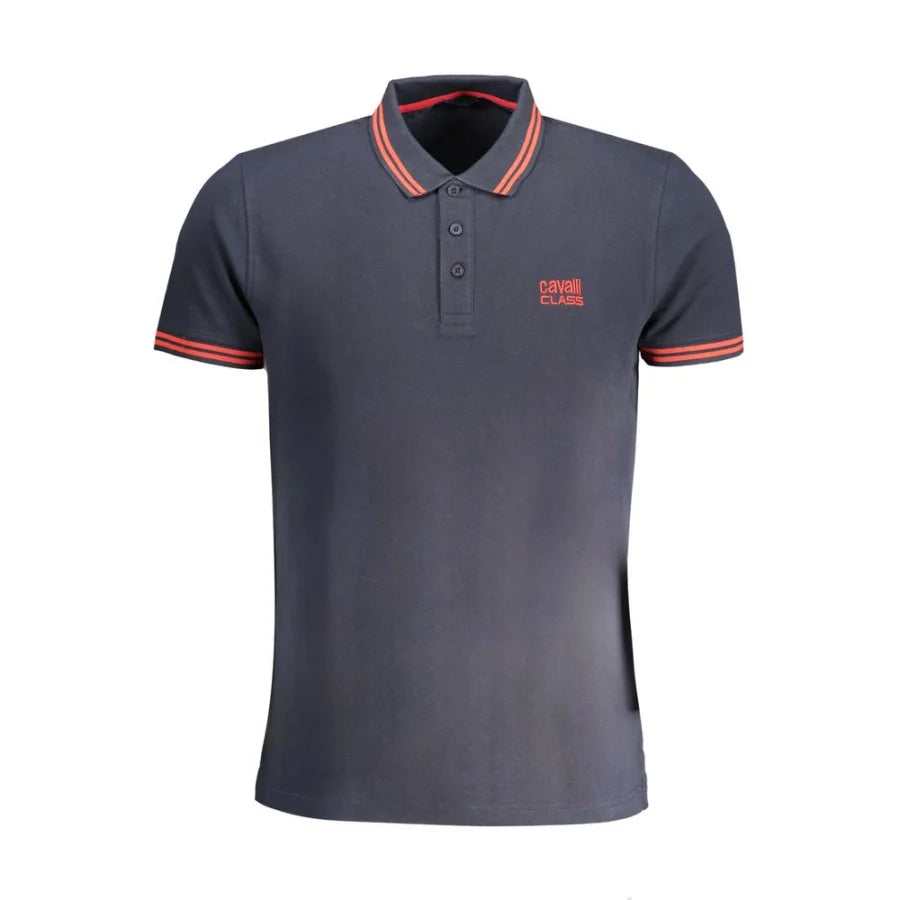 Cavalli Class Blue Cotton Men Polo Shirt