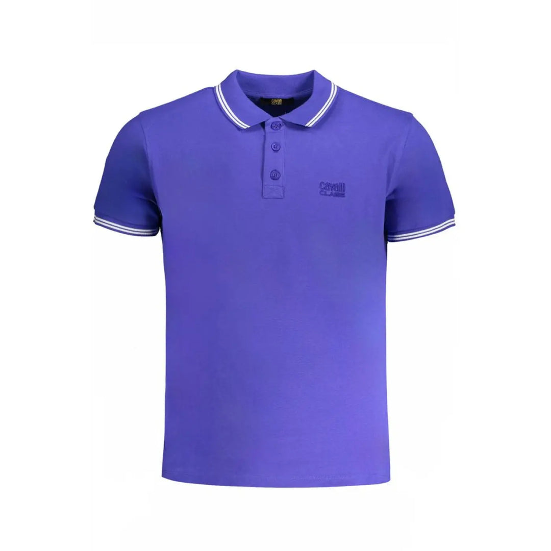 Cavalli Class Blue Cotton Men’s Polo Shirt