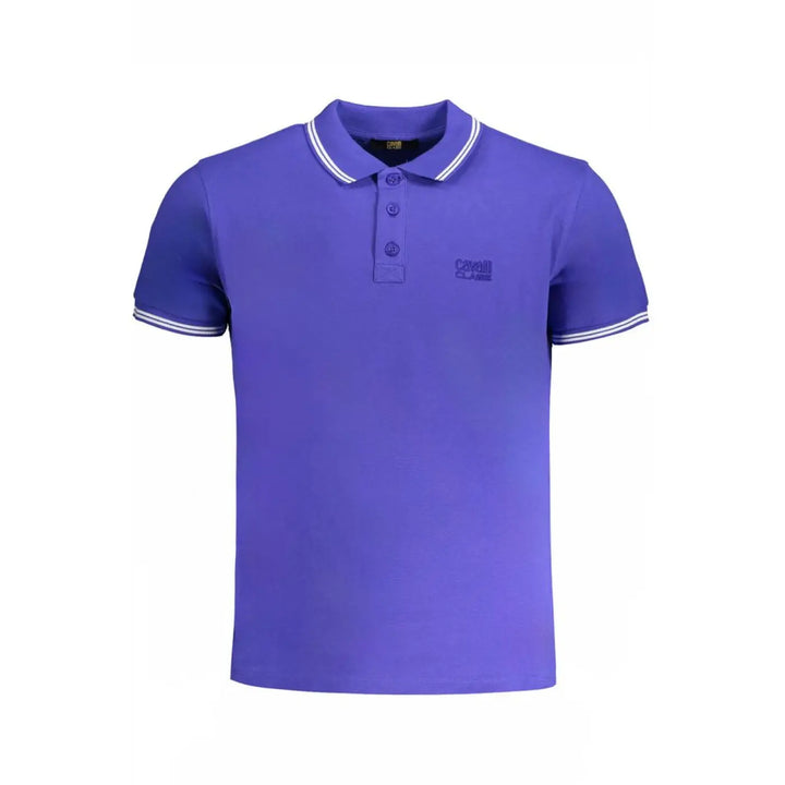 Cavalli Class Blue Cotton Men’s Polo Shirt