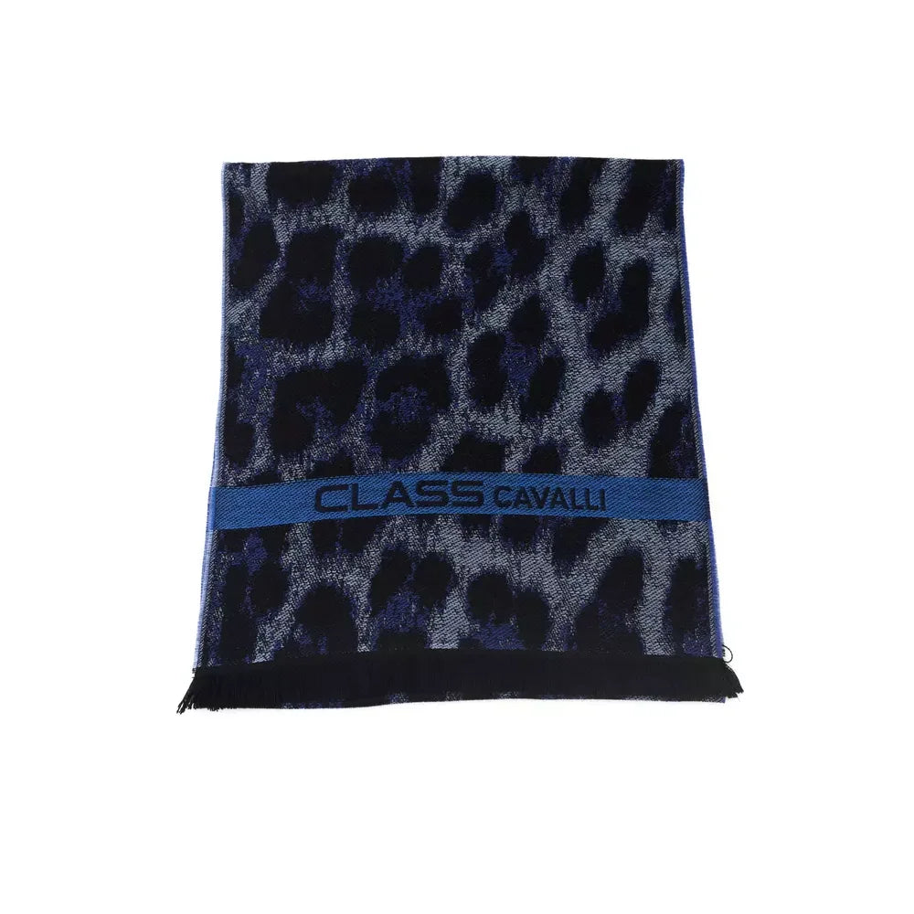 Cavalli Class Blue Wool Men Scarf