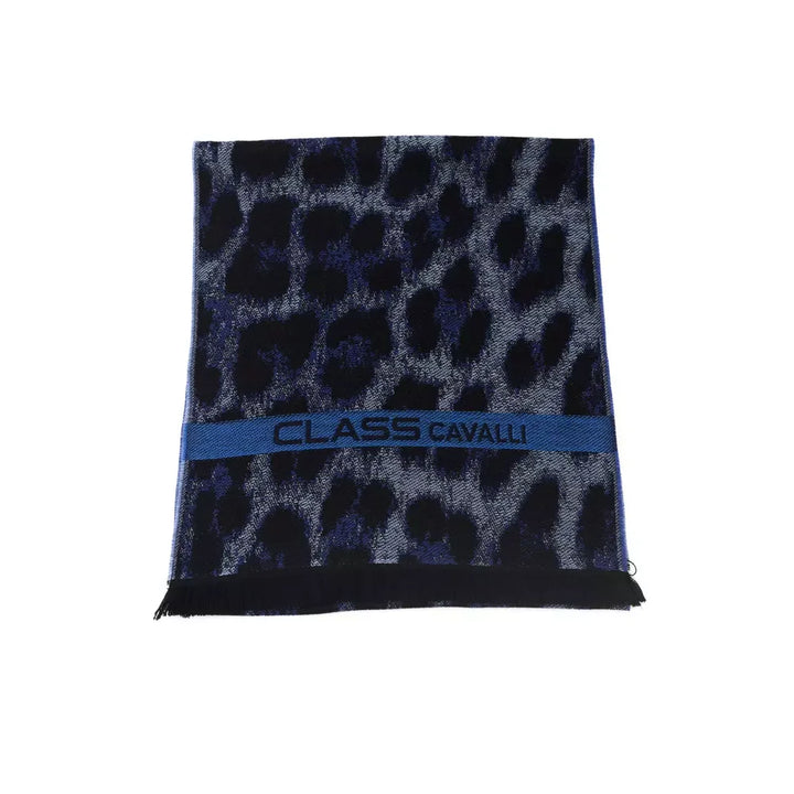 Cavalli Class Blue Wool Men Scarf