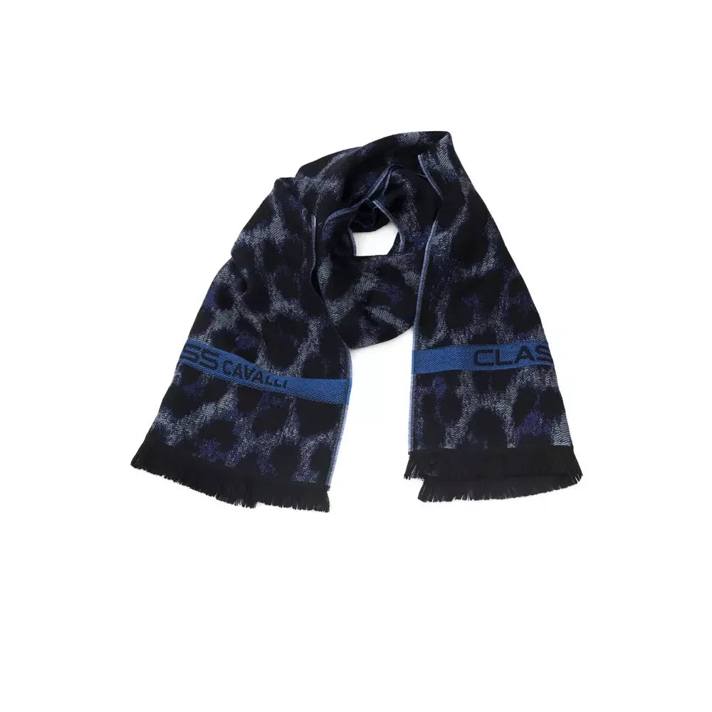 Cavalli Class Blue Wool Men Scarf