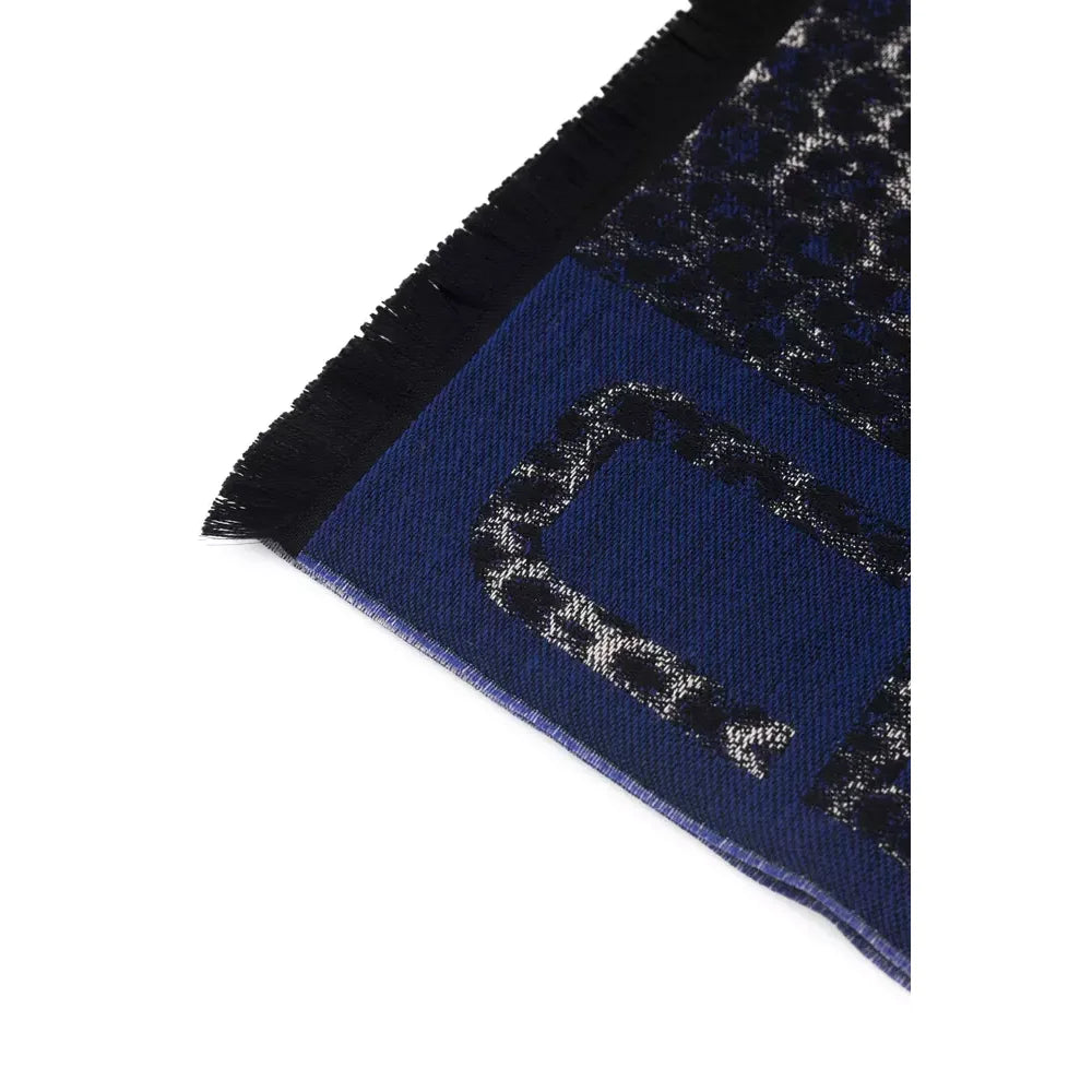 Cavalli Class Blue Wool Men Scarf