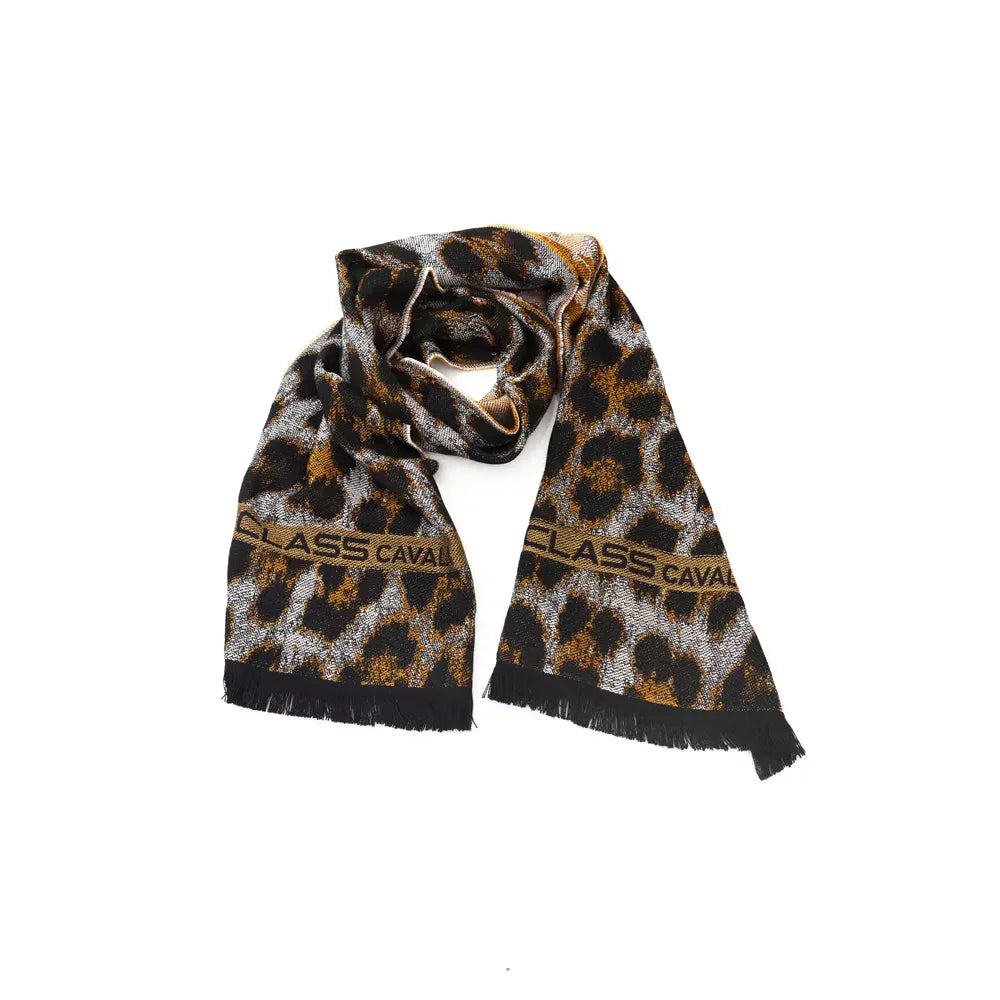 Cavalli Class Brown Wool Men Scarf
