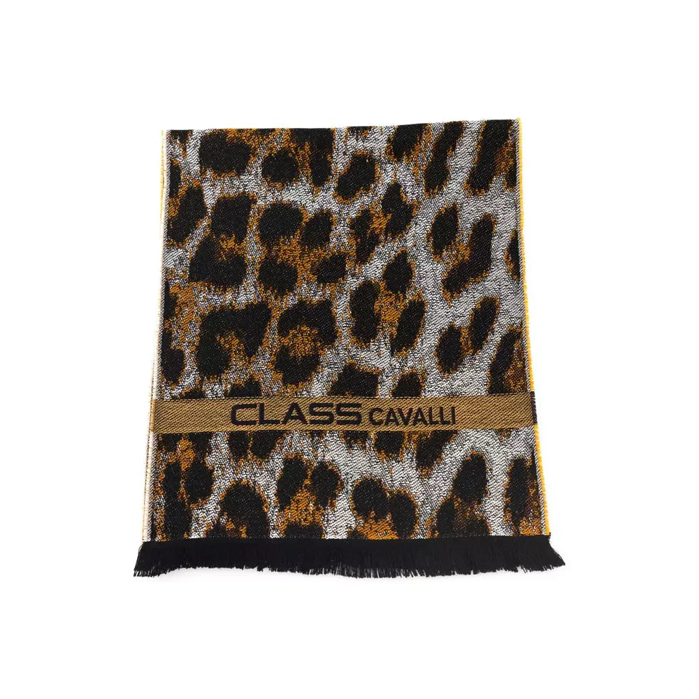 Cavalli Class Brown Wool Men Scarf