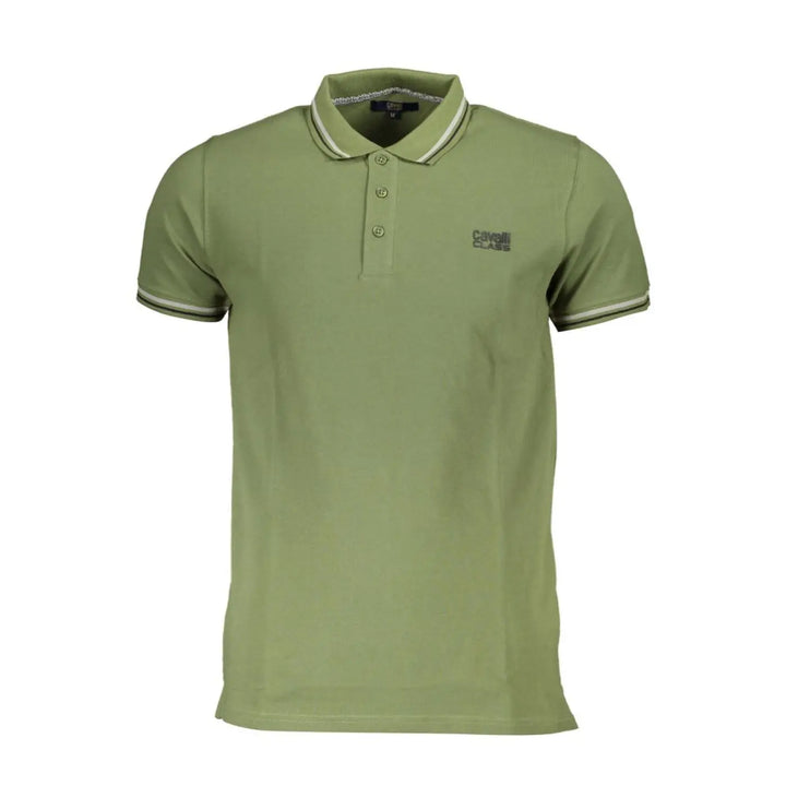 Cavalli Class Green Cotton Men Polo Shirt