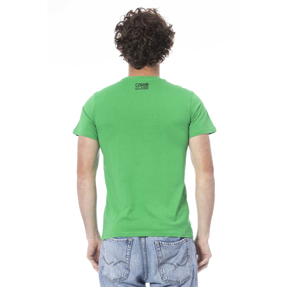 Cavalli Class Green Cotton Men T-shirt