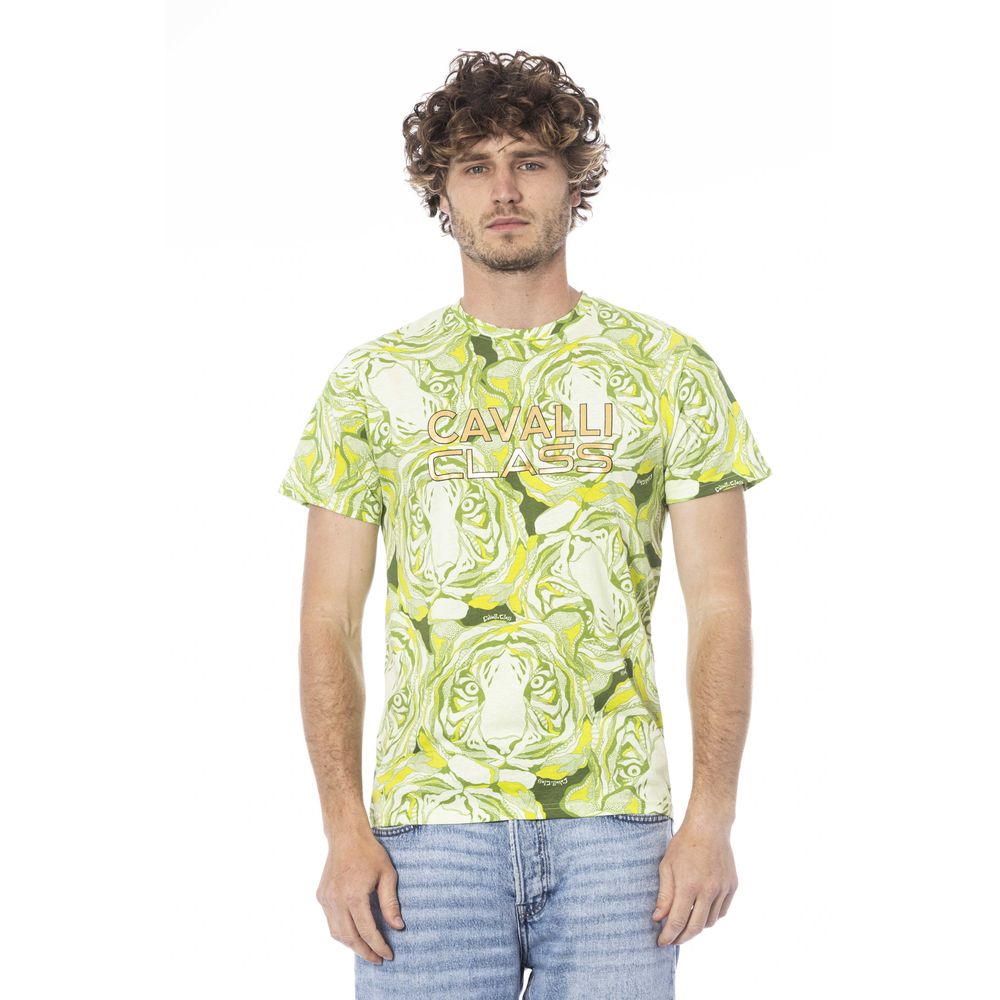 Cavalli Class Green Cotton Men T-shirt