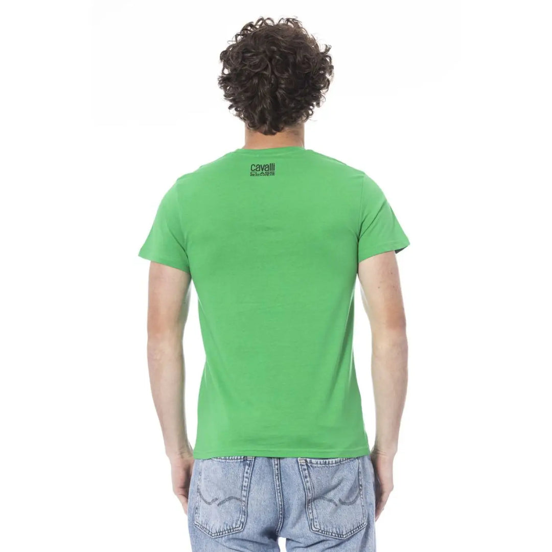 Cavalli Class Green Cotton Men T-shirt