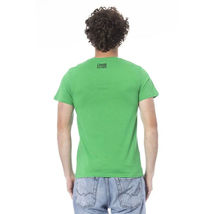 Cavalli Class Green Cotton Men T-shirt