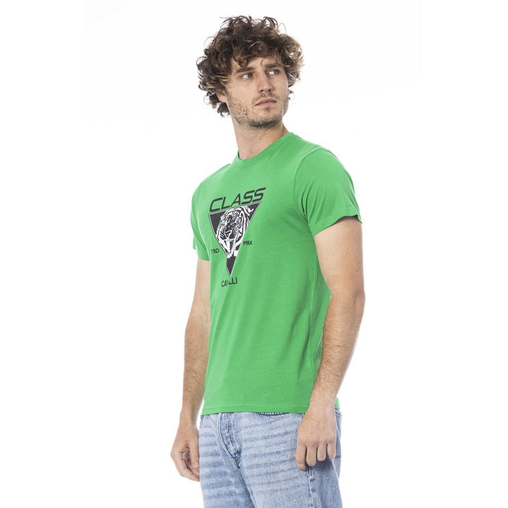Cavalli Class Green Cotton Men T-shirt