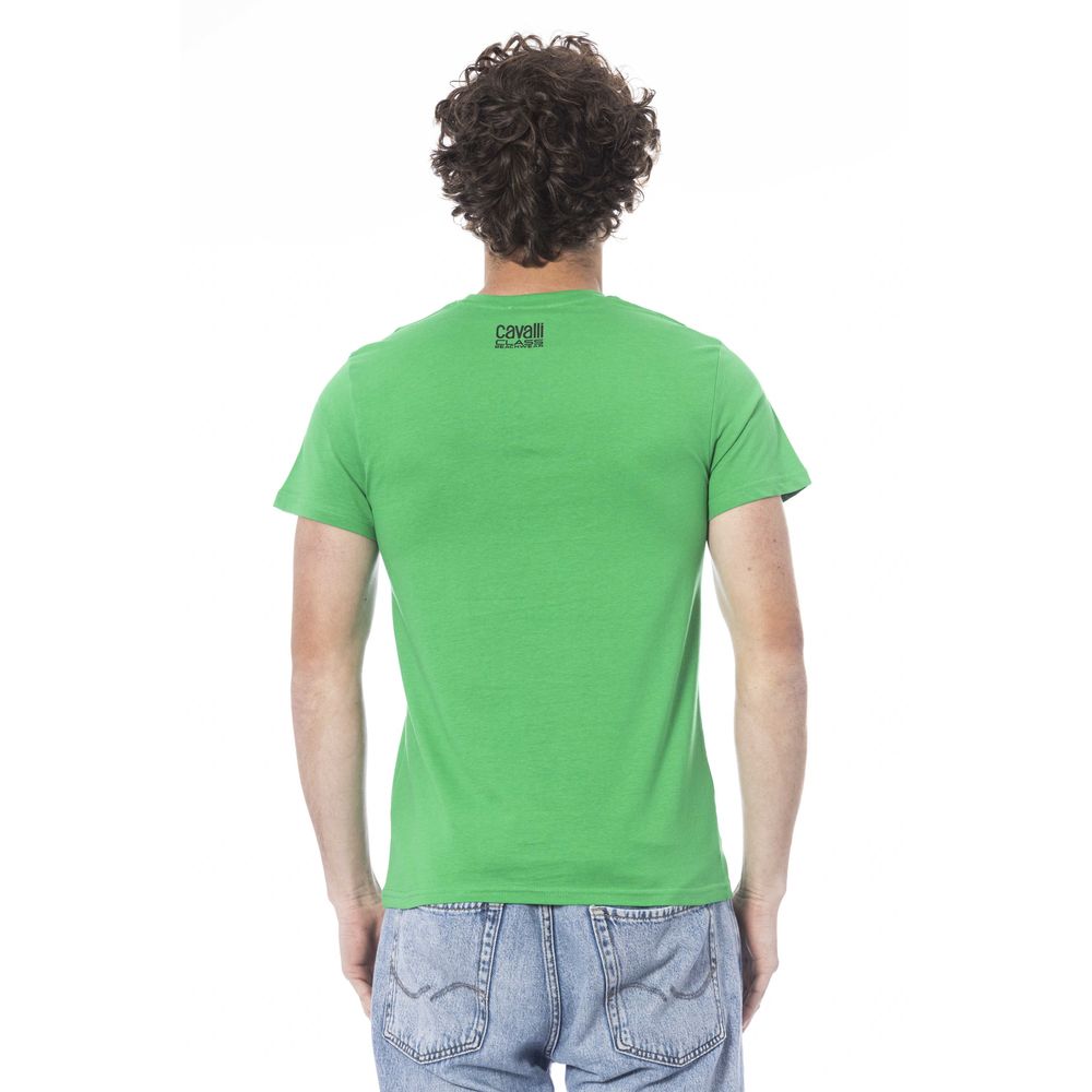 Cavalli Class Green Cotton Men T-shirt