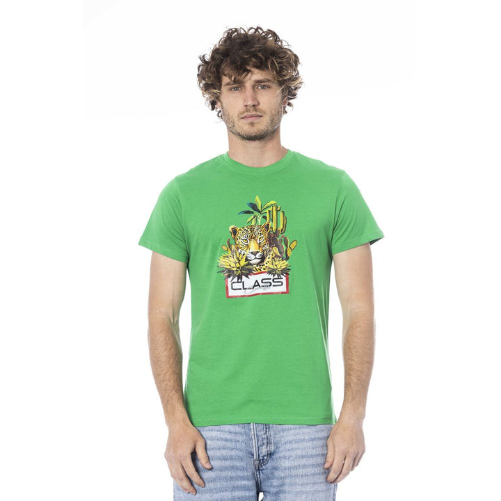 Cavalli Class Green Cotton Men T-shirt